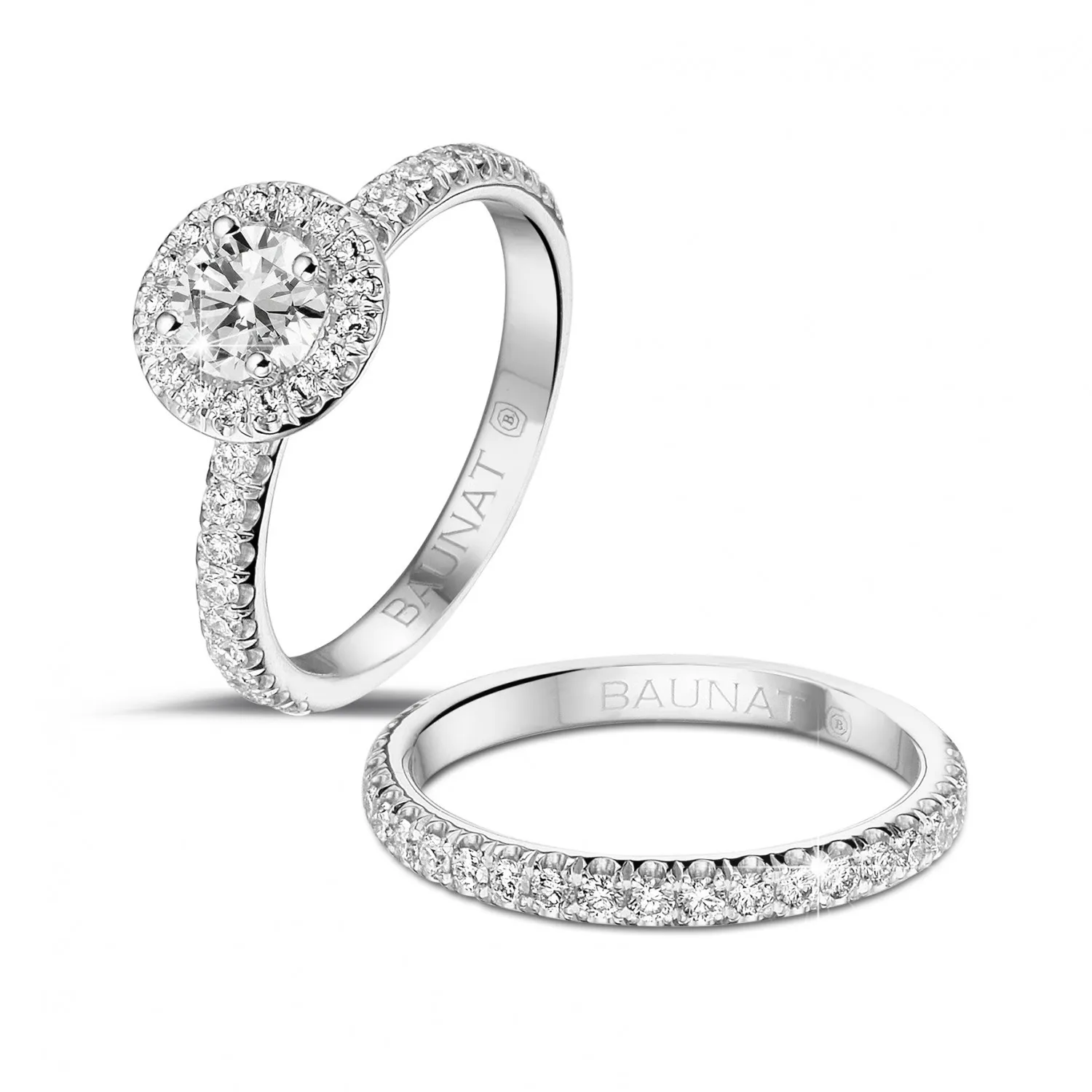 0.50 quilates Halo anillo solitario en platino con diamantes redondos 