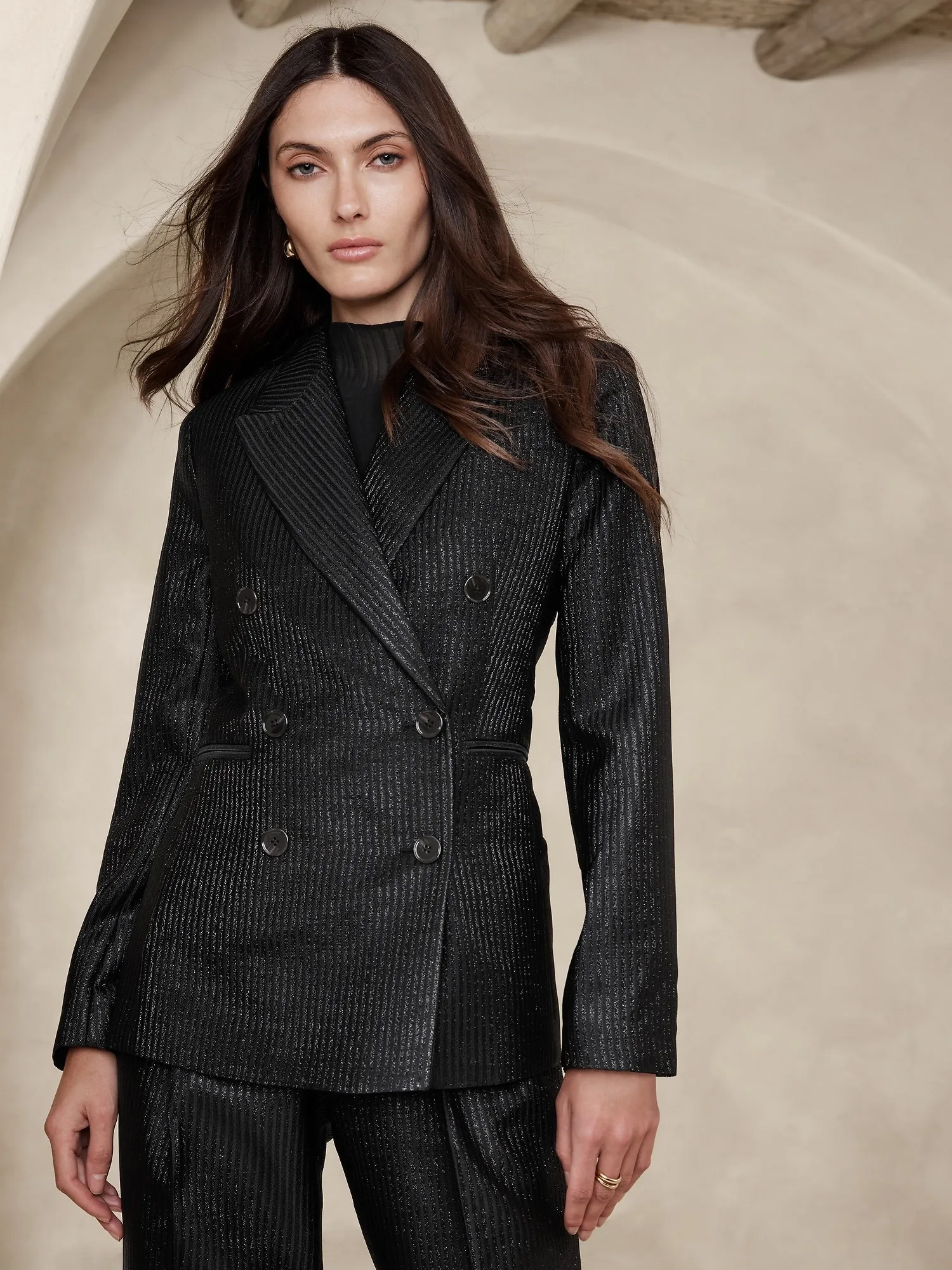 BANANA REPUBLIC BLAZER MUJER LUCI LUREX PINSTRIPE