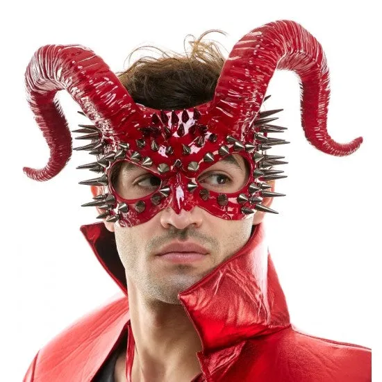 Black Ram Horns Mask with Spik