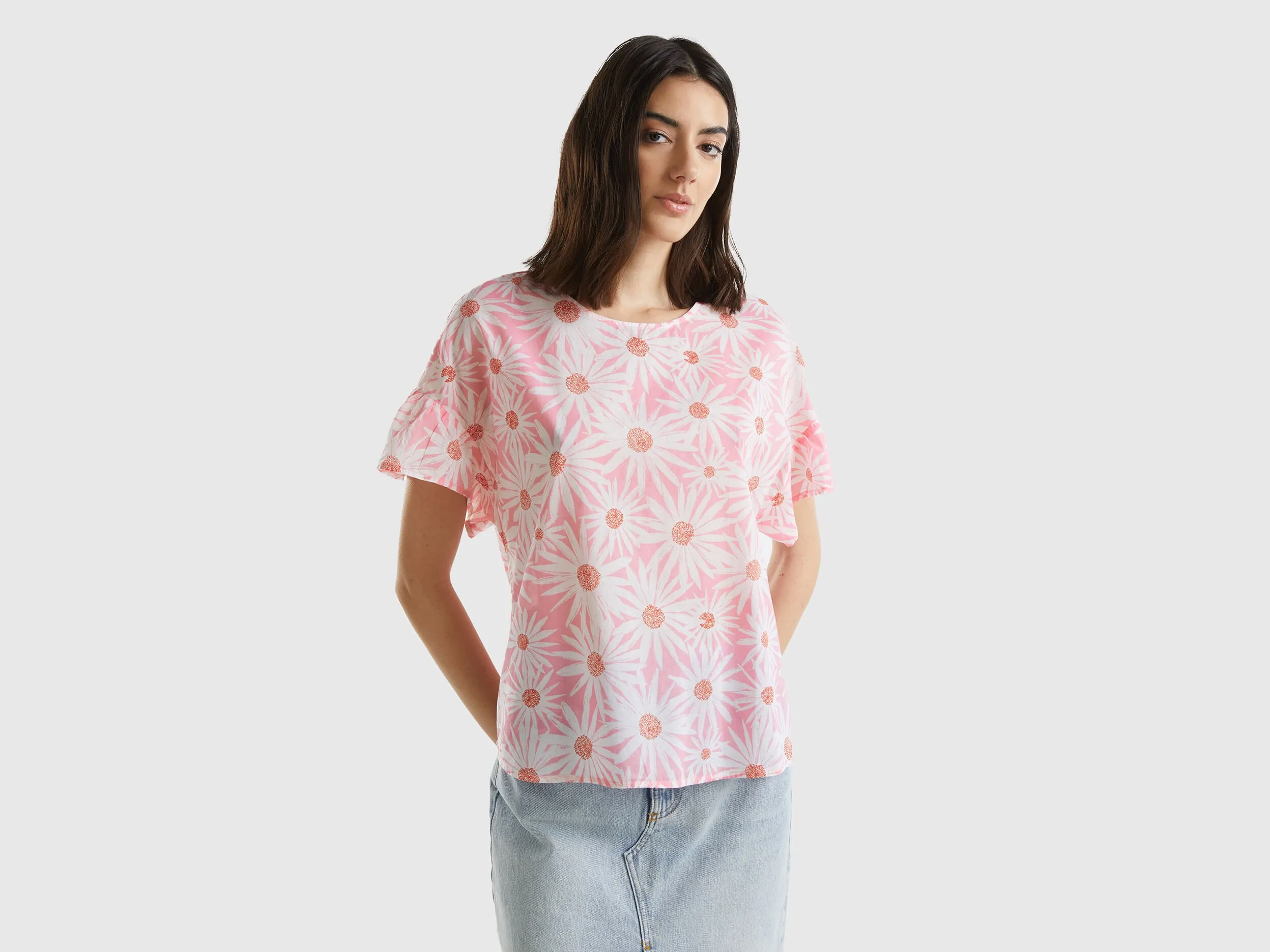 Blusa estampada de algodón ligero