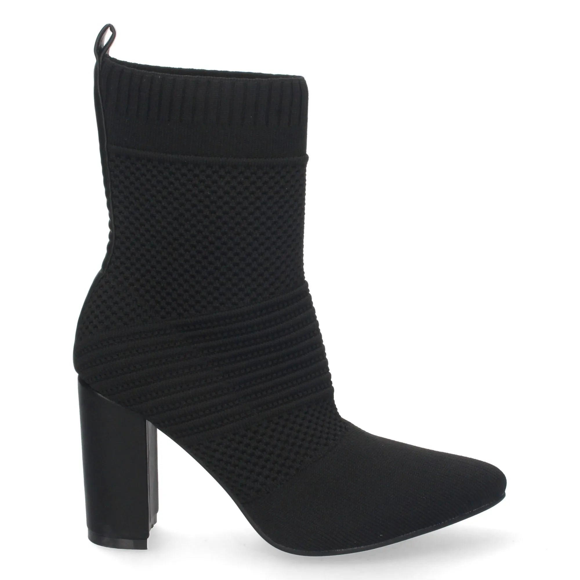 Botines de tacón ancho estilo calcetín mujer color negro