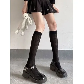 Calcetines hasta la rodilla de jacquard de color liso