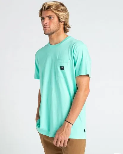 Camiseta BILLABONG para hombre manga corta Stacked LIGHT AQUA Ref. W1SS73BIP1 verde agua lisa bolsillo pecho