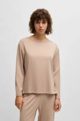 Camiseta de pijama de punto elástico con logo estampado