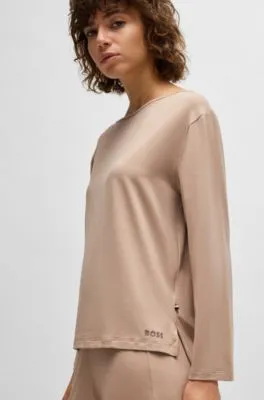Camiseta de pijama de punto elástico con logo estampado