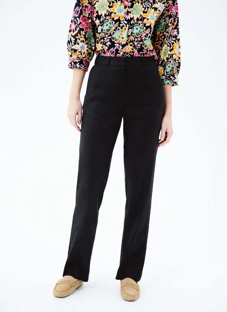 CAROLL PIERROT  PANTALóN RECTO DE MEZCLA DE LINO EN NEGRO