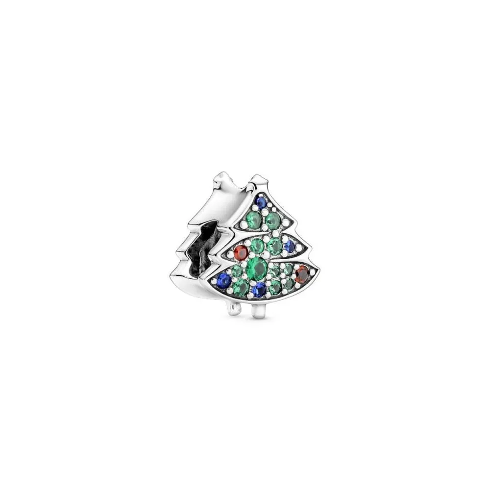 Charm de plata de ely Arbol de Navidad con circonitas cúbicas