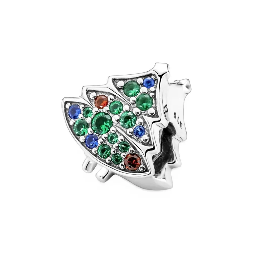 Charm de plata de ely Arbol de Navidad con circonitas cúbicas