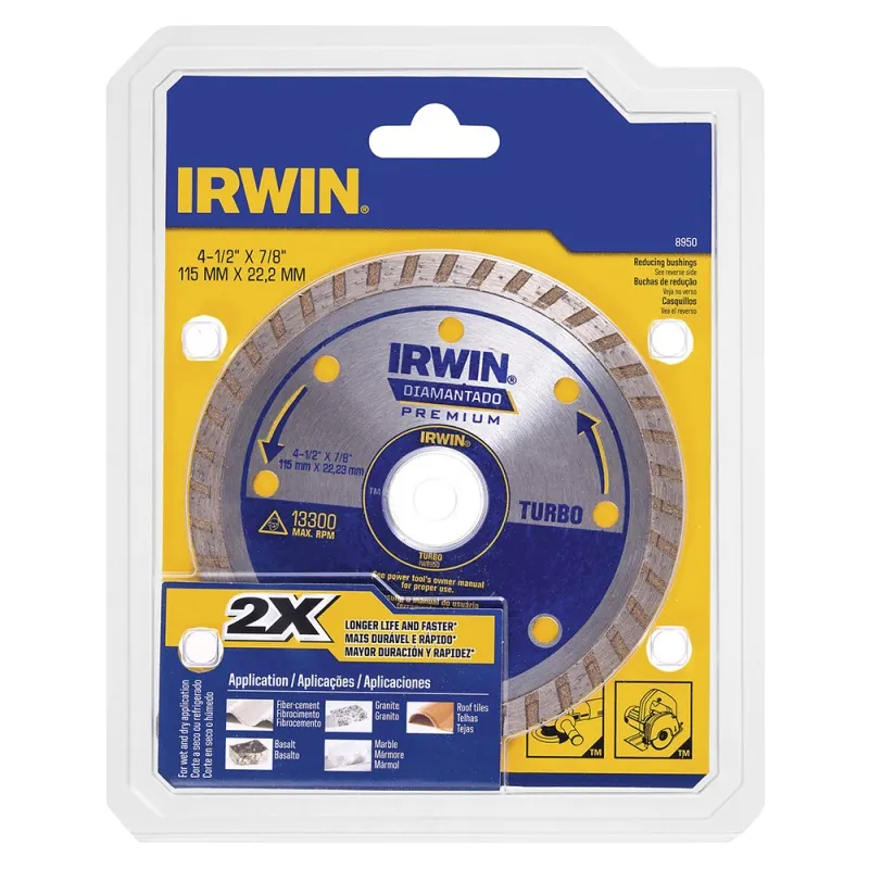 Disco Diamantado Borde Continuo 4 1/2" Turbo Irwin IW8950