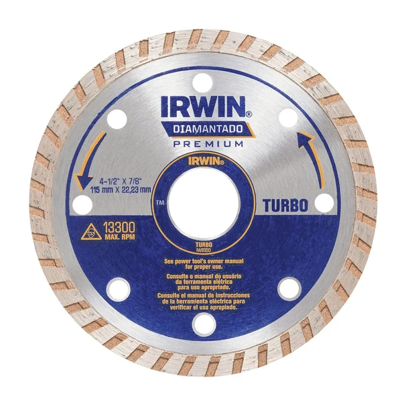 Disco Diamantado Borde Continuo 4 1/2" Turbo Irwin IW8950