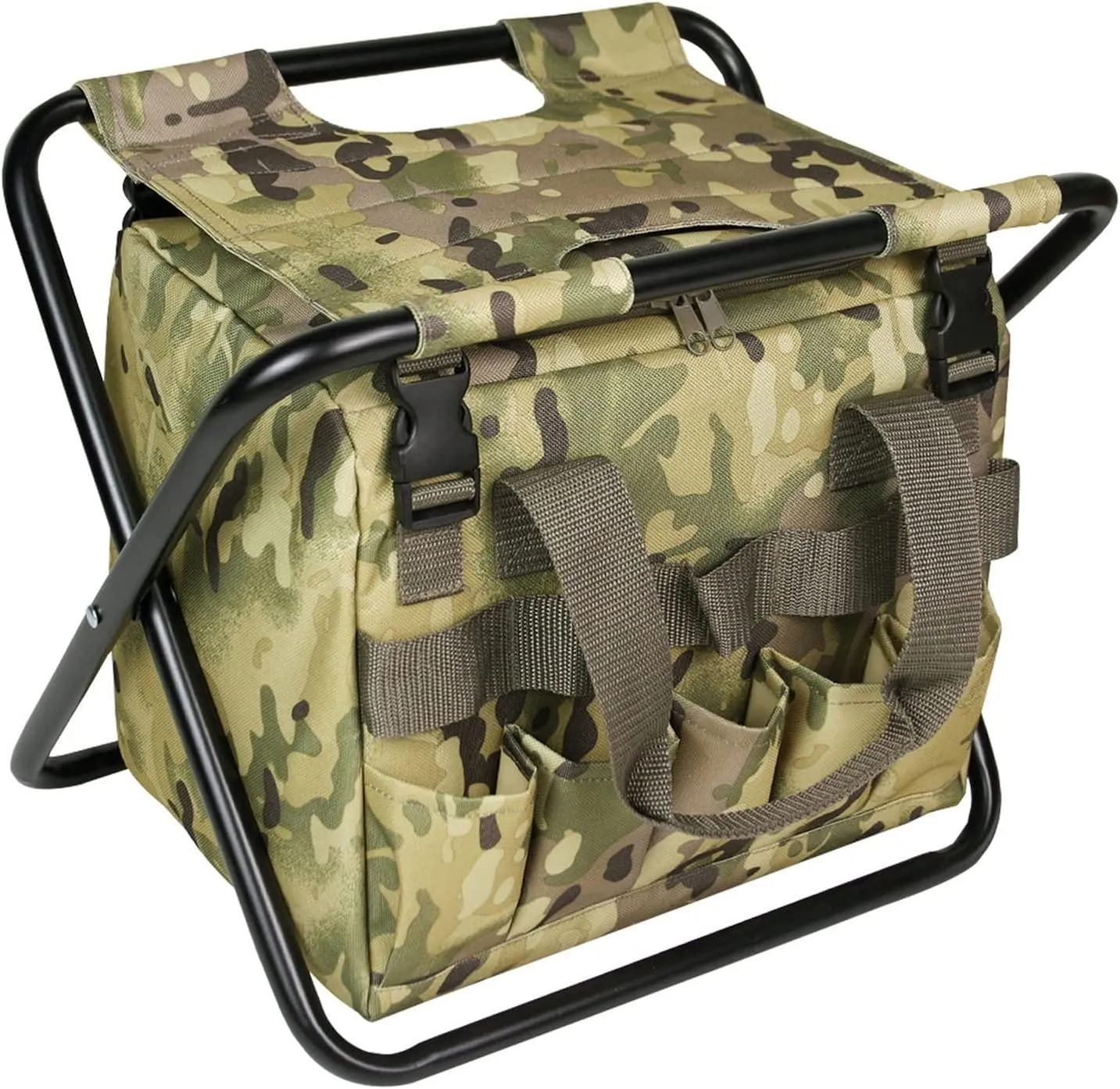 GBNYTT Silla de pesca 2 en 1  silla de pesca al aire libre  plegable  taburete de camping  bolsa de almacenamiento desmontable  