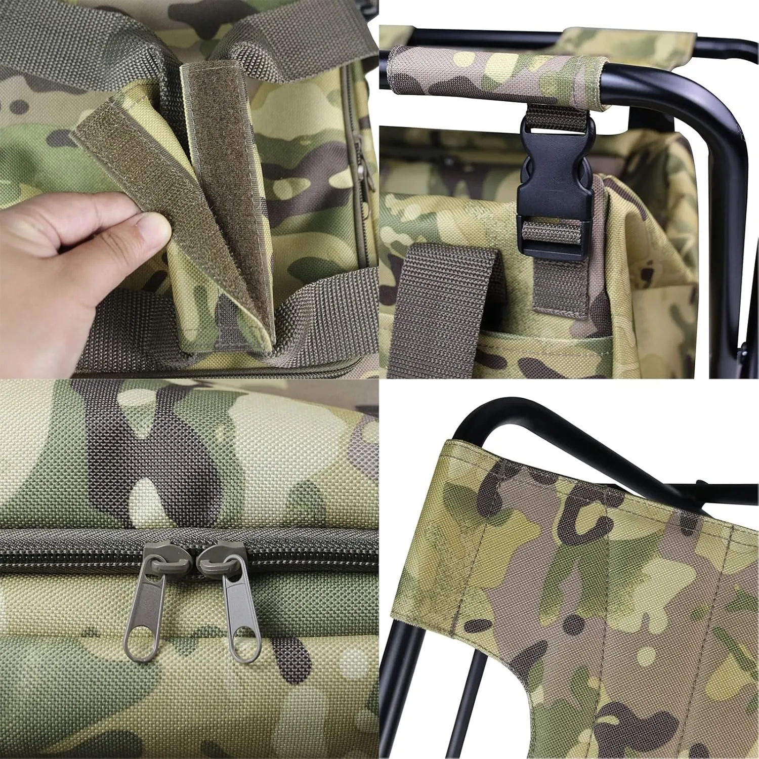 GBNYTT Silla de pesca 2 en 1  silla de pesca al aire libre  plegable  taburete de camping  bolsa de almacenamiento desmontable  
