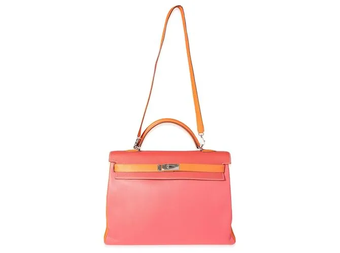 Hermès Rose Jaipur, optimista, & naranja clemencia regreso kelly 40 PHW Rosa Multicolor 