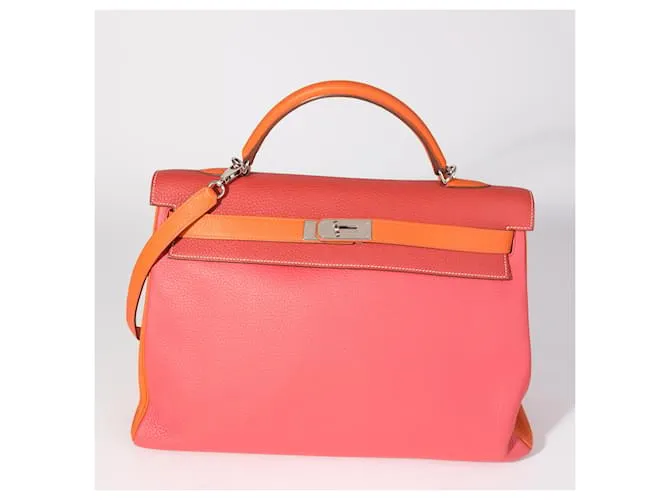 Hermès Rose Jaipur, optimista, & naranja clemencia regreso kelly 40 PHW Rosa Multicolor 