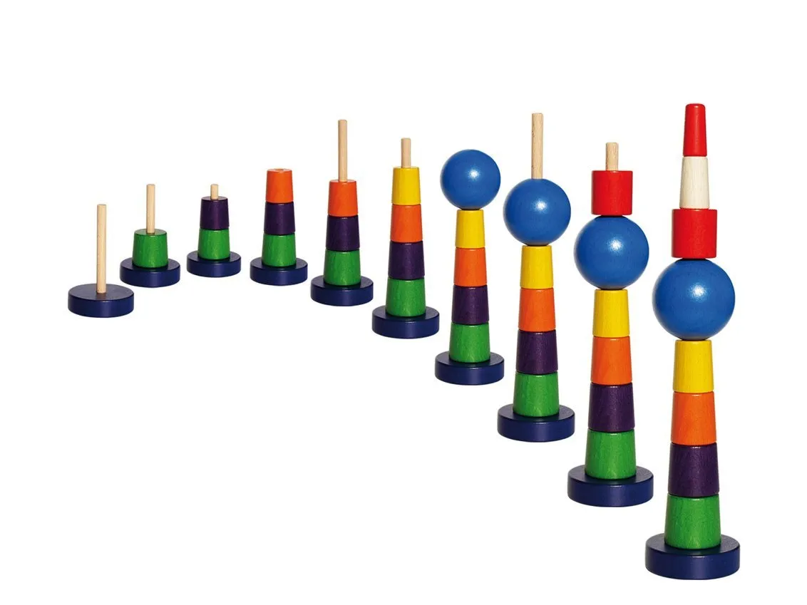 Juego apilable de madera de haya lacada