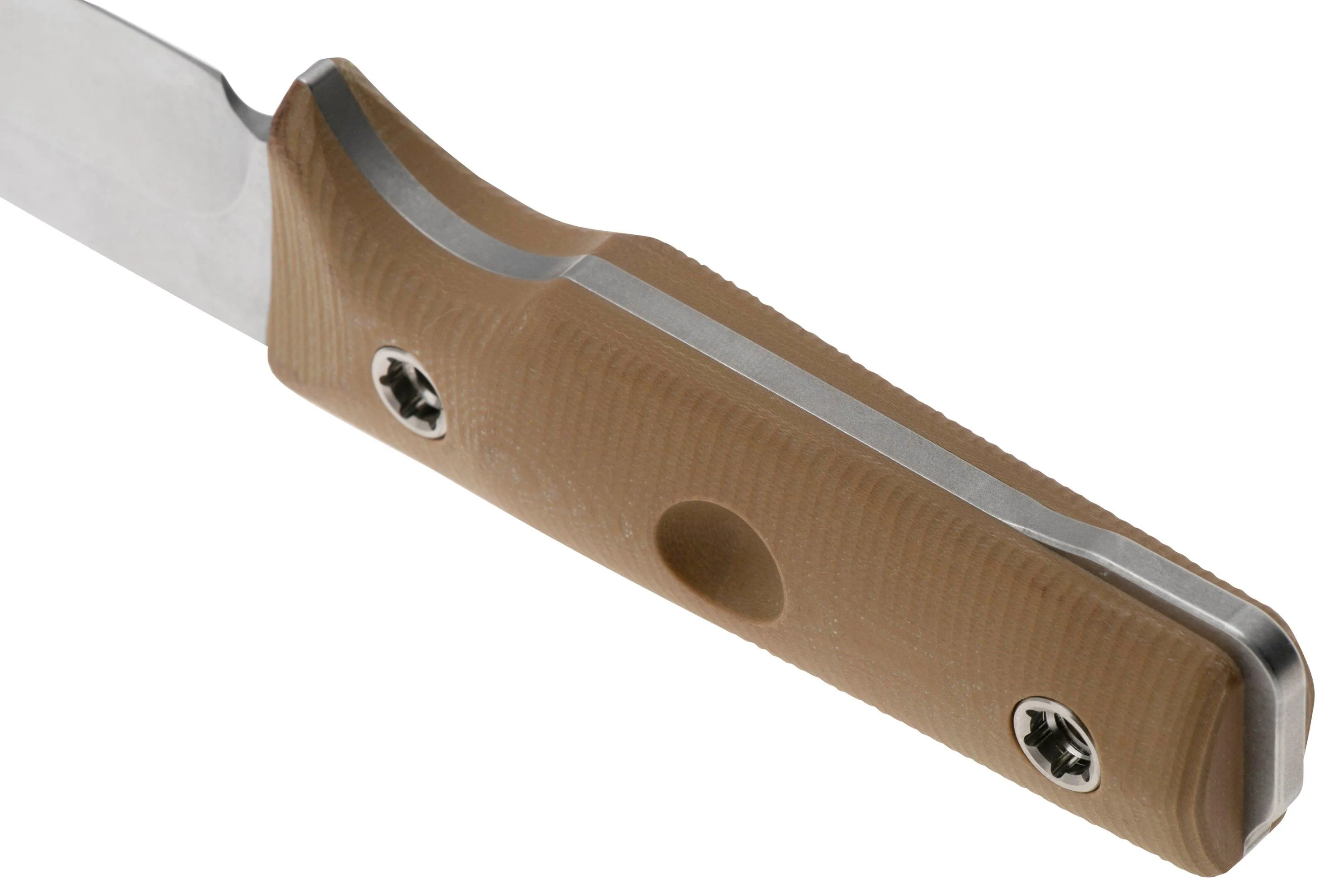 MEDFORD PRO THE SAN 24TS02, CPM 3V TUMBLED BLADE, COYOTE G10 HANDLES, LEATHER SHEATH, CUCHILLO DE SUPERVIVENCIA
