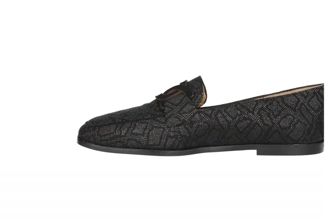 Mocasin Grabado Negro Adorno Pala Eslabones