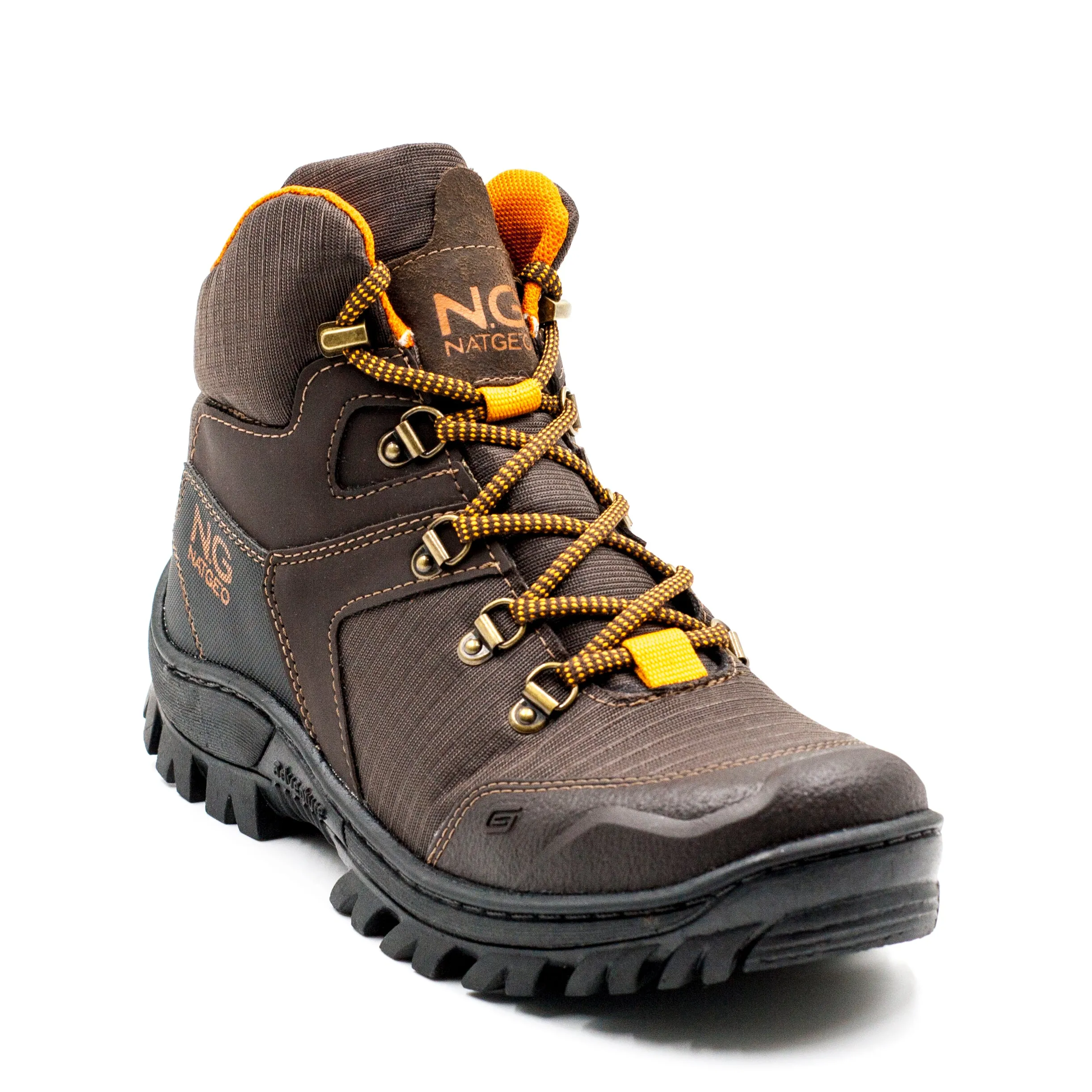 Natgeo Botin Juvenil Con Cordon Color Café y Naranja