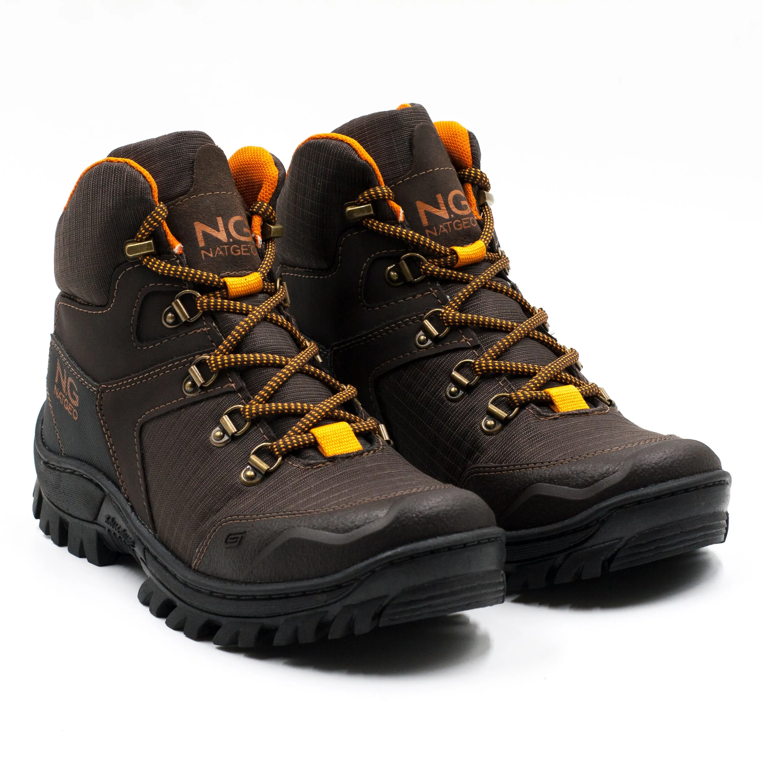Natgeo Botin Juvenil Con Cordon Color Café y Naranja