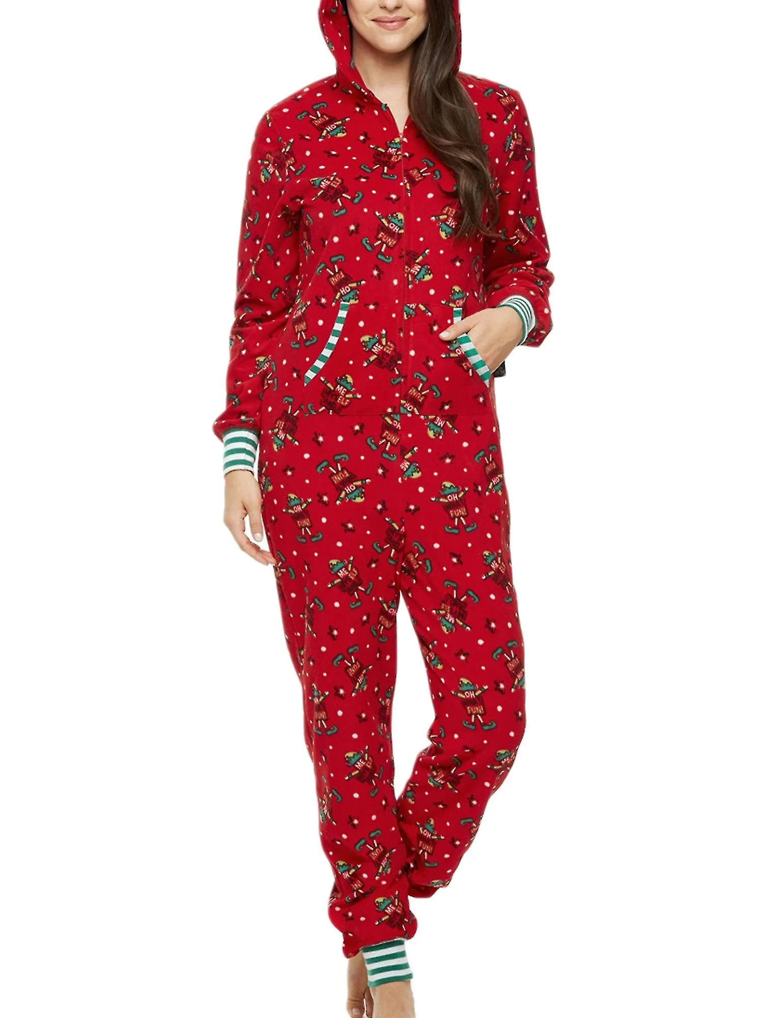 Navidad Familia Juego de pijamas Conjunto de Navidad Adultos Niños Hooded Onesise Sleepwear Men Romper Jumpsuit
