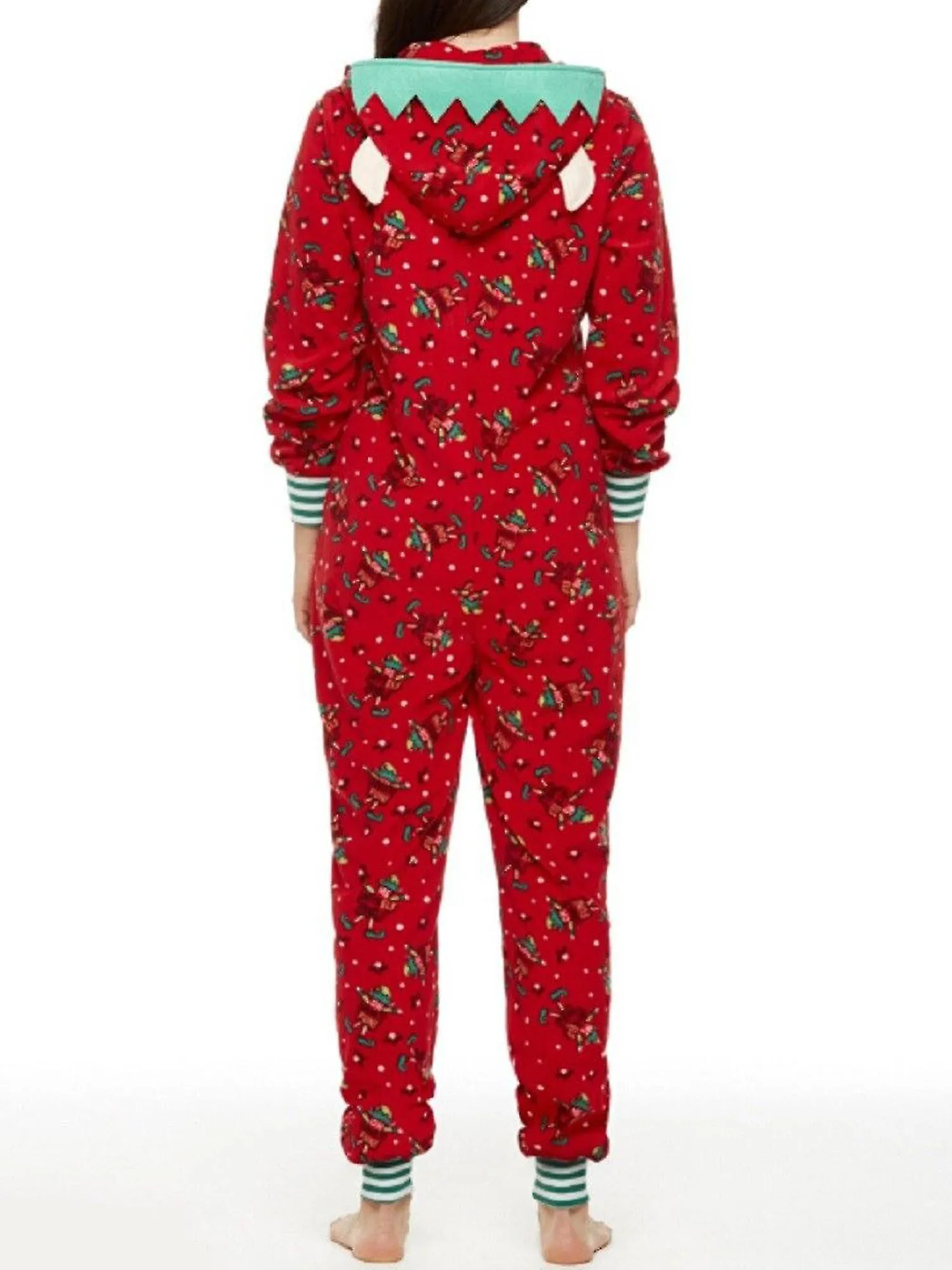 Navidad Familia Juego de pijamas Conjunto de Navidad Adultos Niños Hooded Onesise Sleepwear Men Romper Jumpsuit