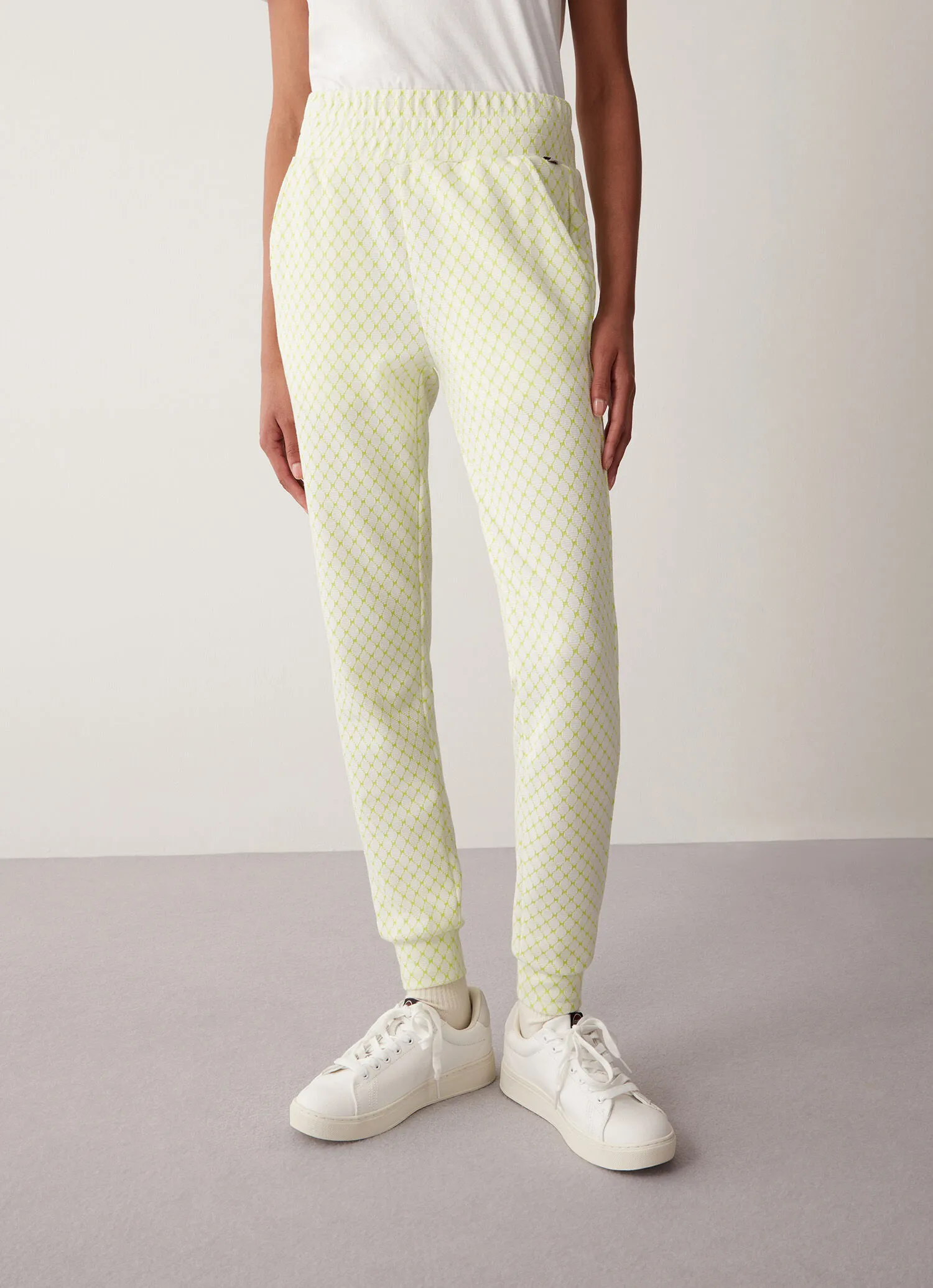 Pantalón de interlock con motivo geométrico