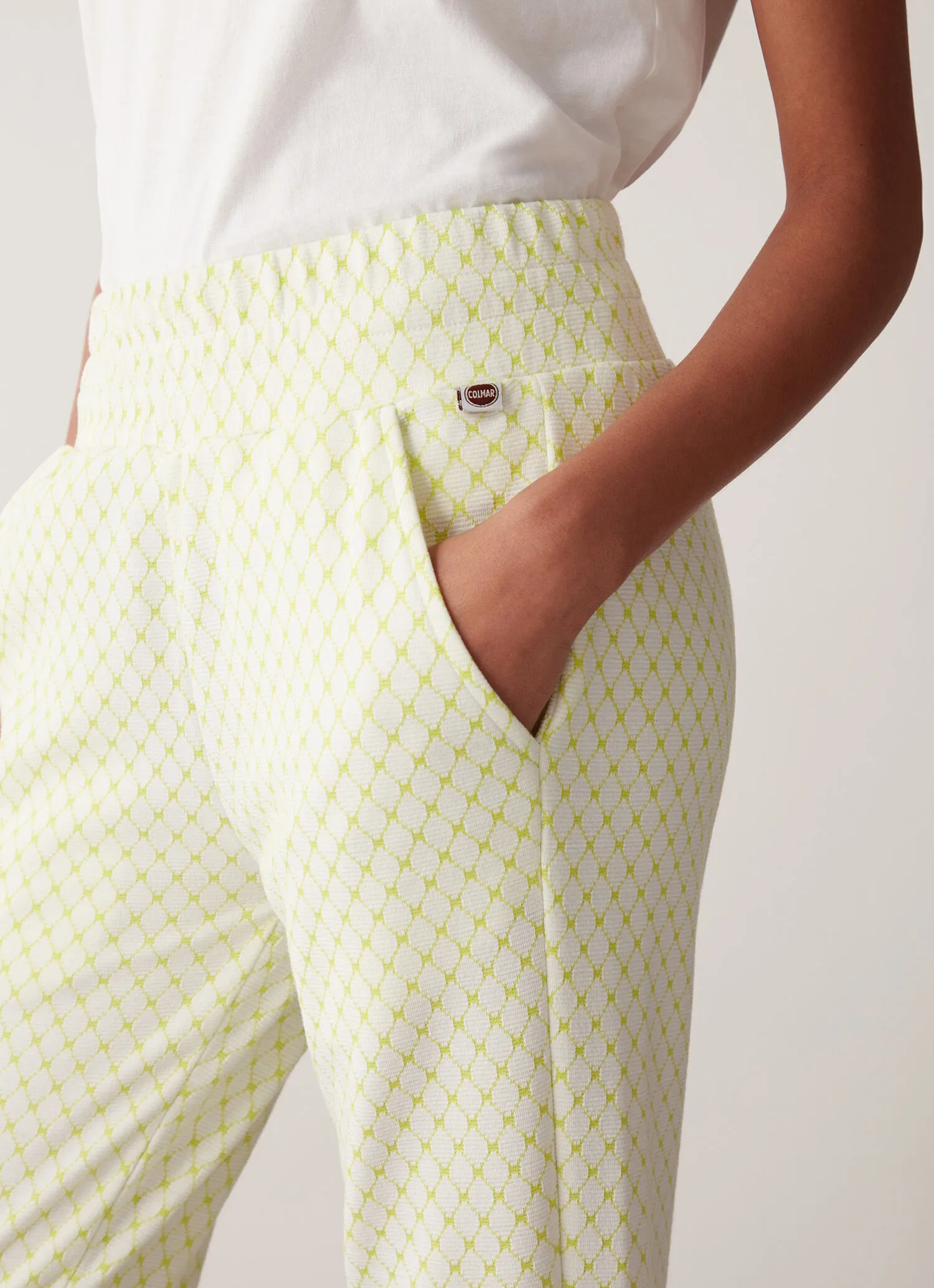 Pantalón de interlock con motivo geométrico