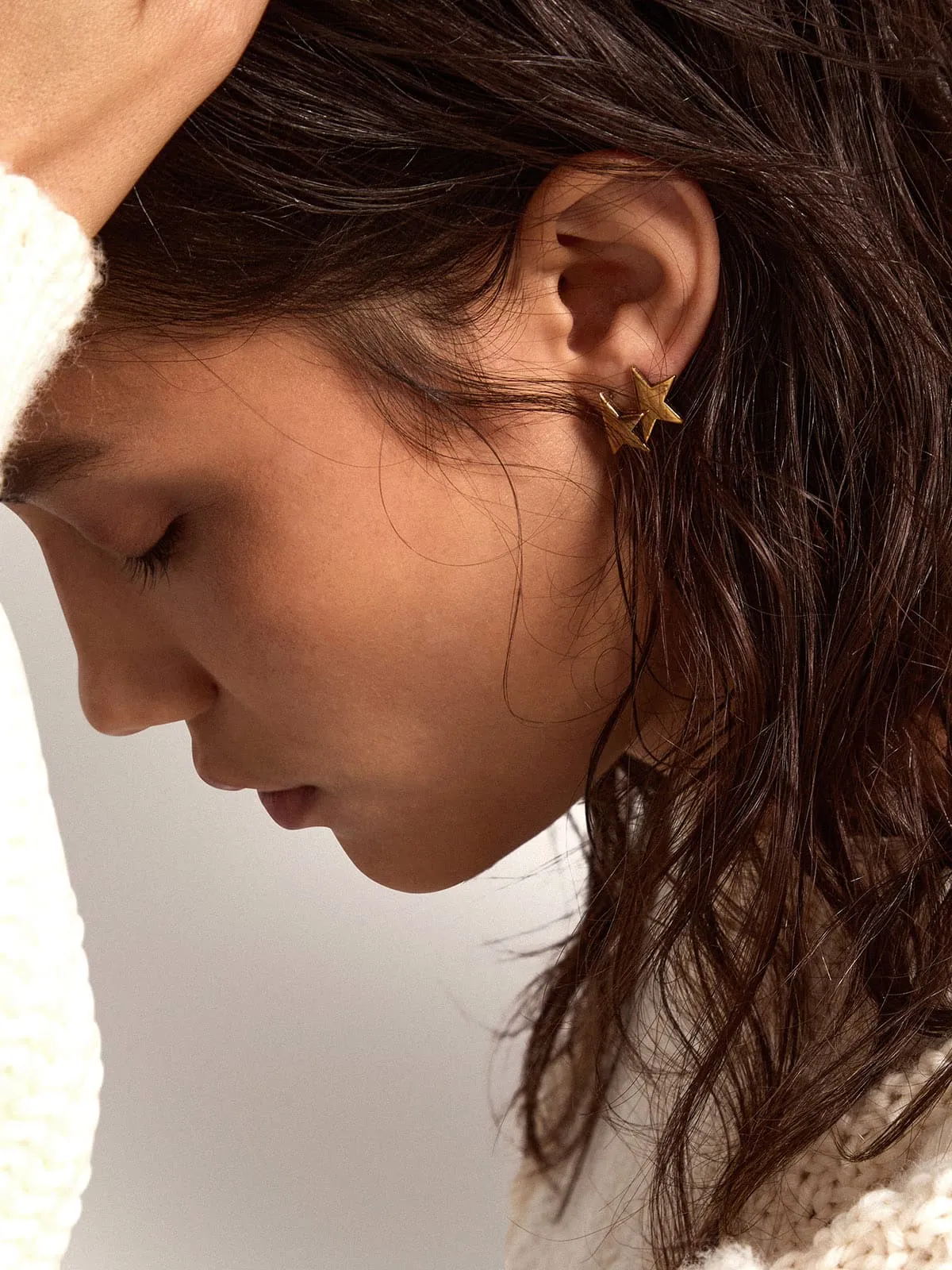 Pendientes de botón color oro viejo para mujer