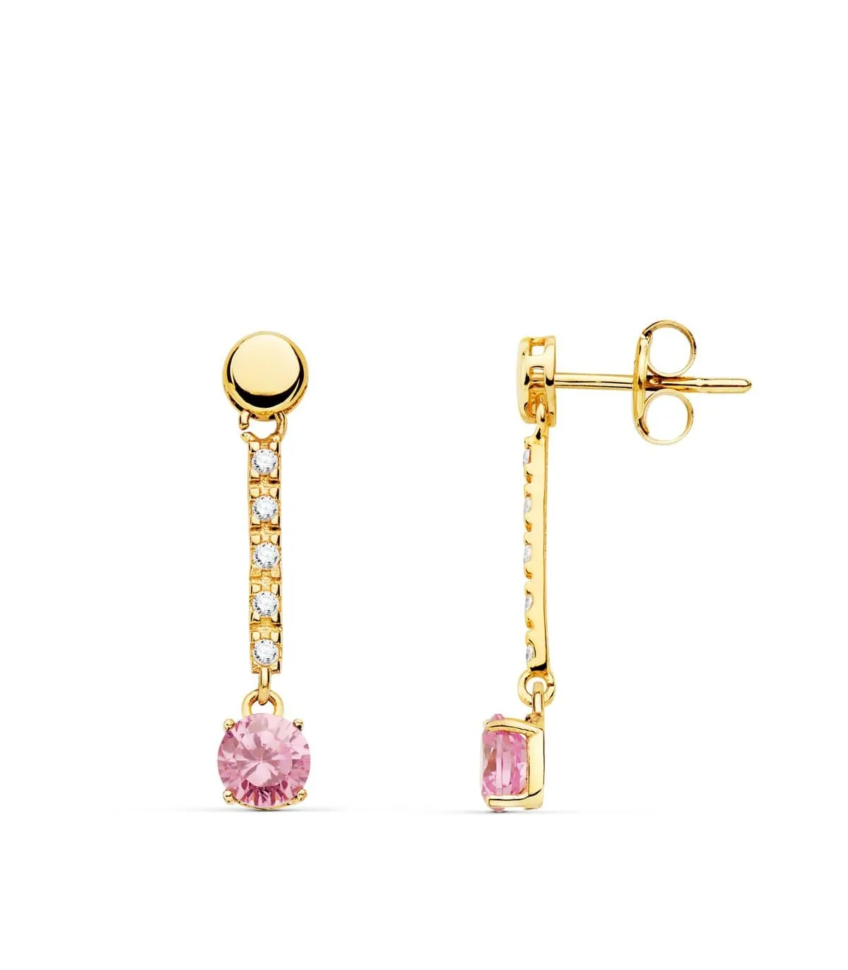 Pendientes Largos Oro 18K Rosa