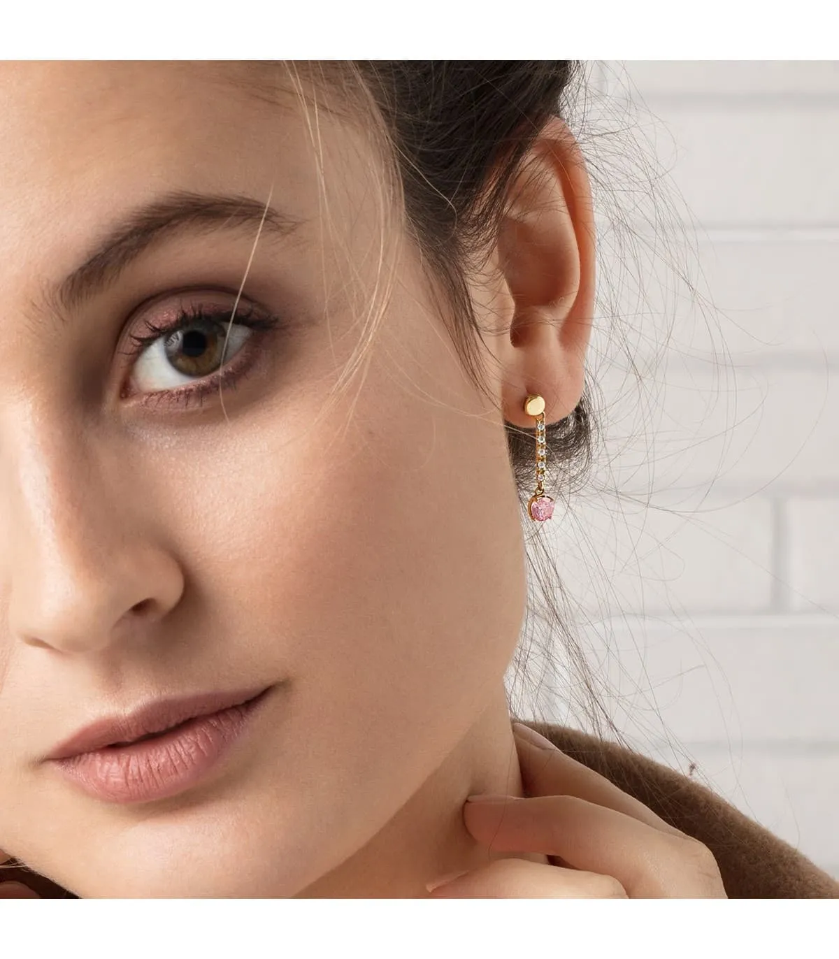 Pendientes Largos Oro 18K Rosa