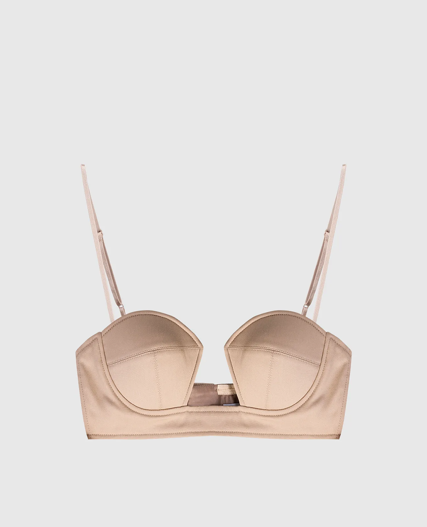 ROKH BEIGE BRALETTE TOP WITH A FIGUREHUGGING NECKLINE