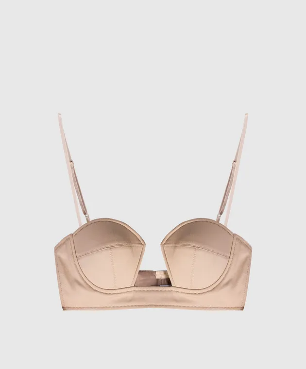 ROKH BEIGE BRALETTE TOP WITH A FIGUREHUGGING NECKLINE