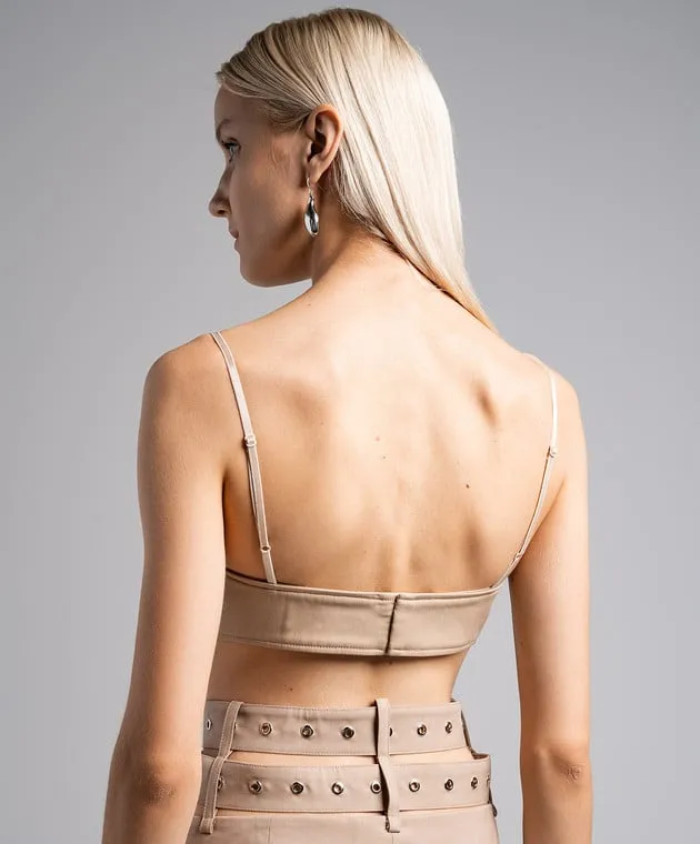 ROKH BEIGE BRALETTE TOP WITH A FIGUREHUGGING NECKLINE