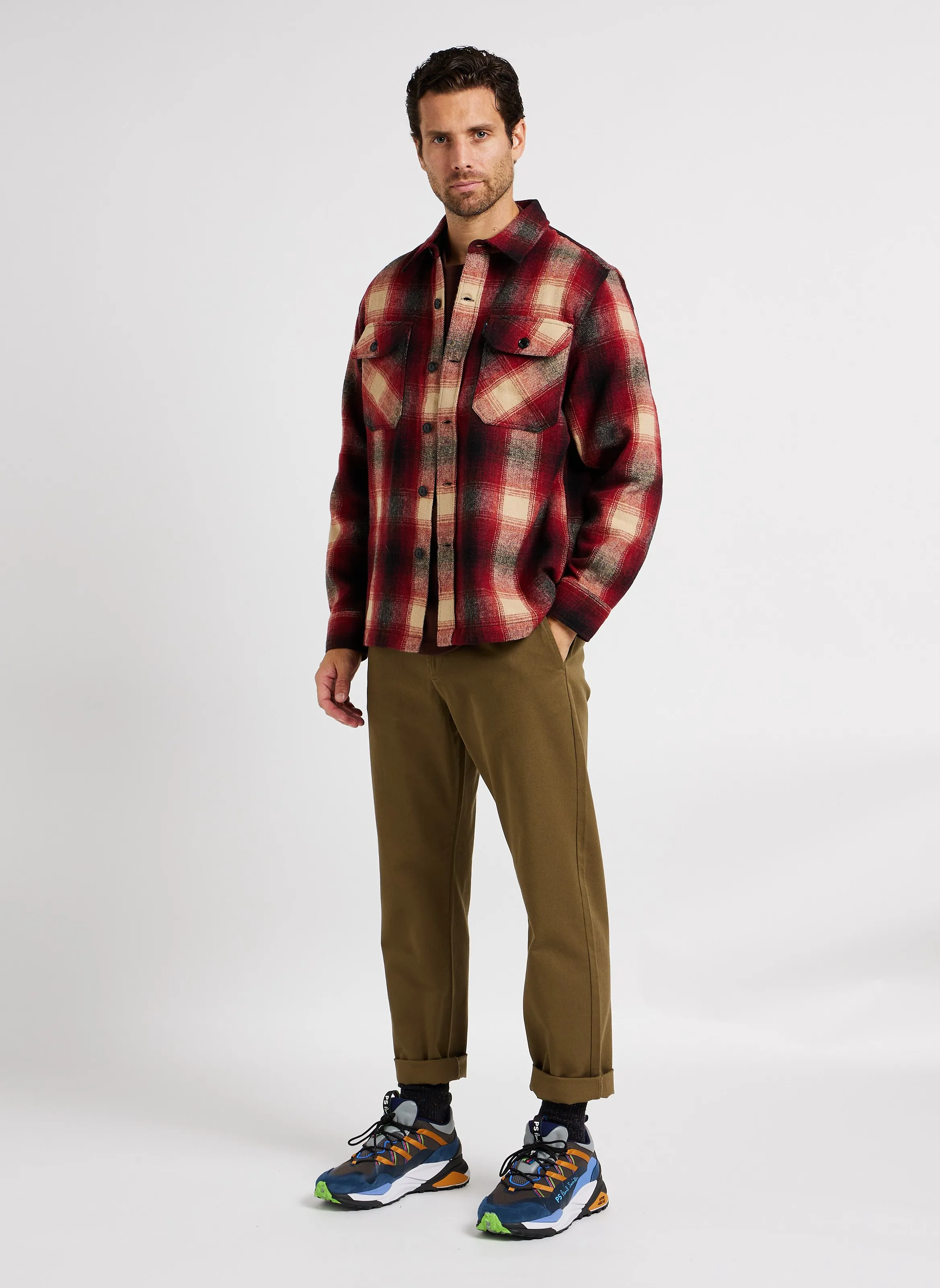 SCHOTT Sobrecamisa de cuadros en rojo