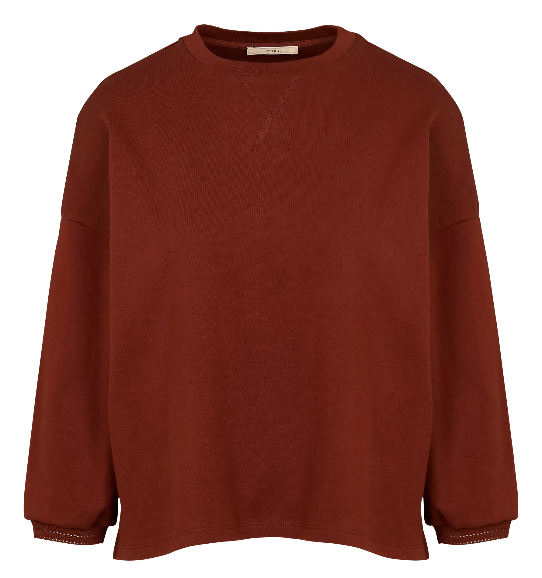 SESSUN MARIS  SUDADERA HOLGADA DE ALGODóN CON CUELLO REDONDO EN MARRON