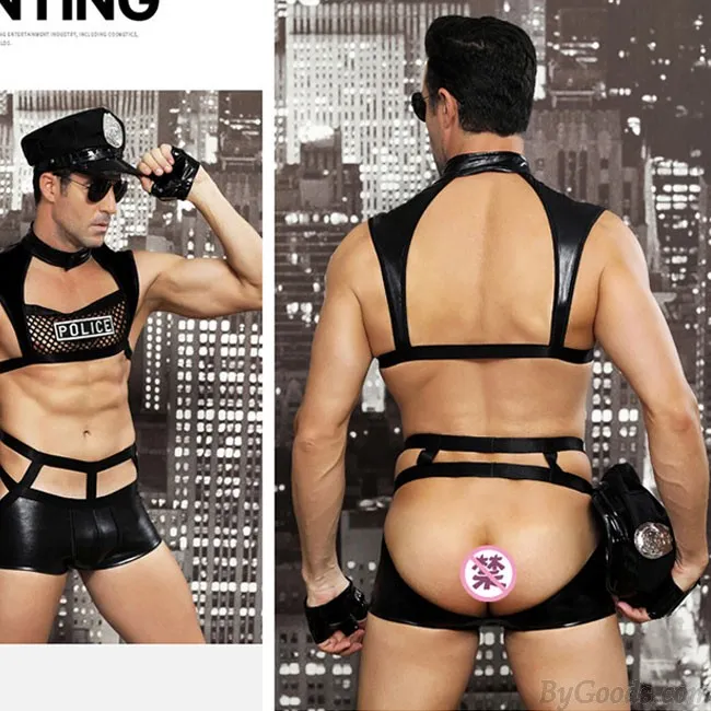 Sexy Bar Night Club Role Cosplay Performance Police Uniform Man Lingerie