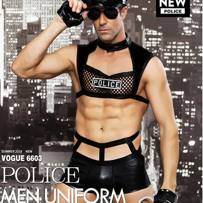 Sexy Bar Night Club Role Cosplay Performance Police Uniform Man Lingerie