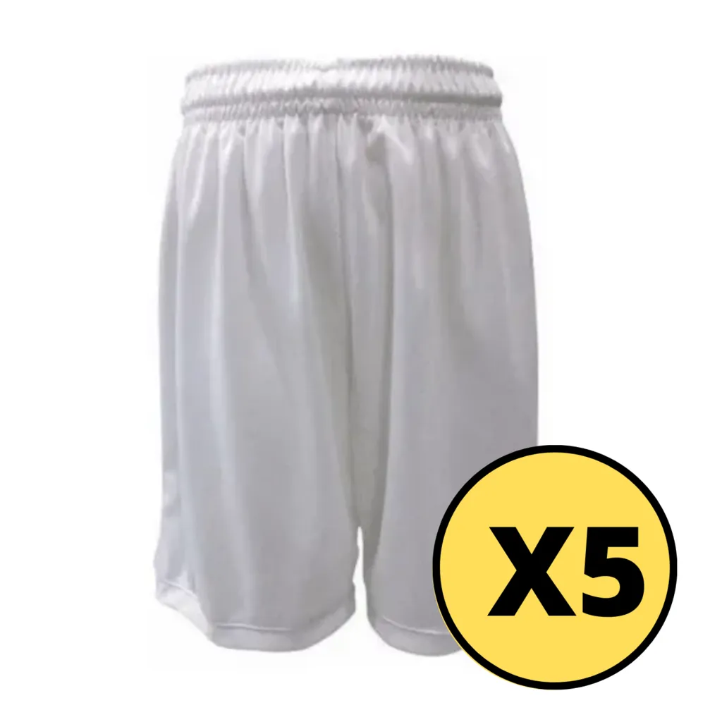 SHORT DE FUTBOL BLANCO ADULTO POR MAYOR 5 UNIDADES  SHFA