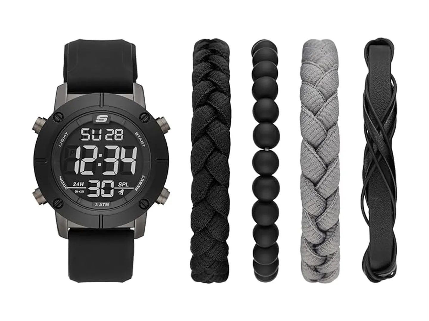 Skechers Sr9053 Negro Reloj Caballero Set 5 Pzas  Caballero