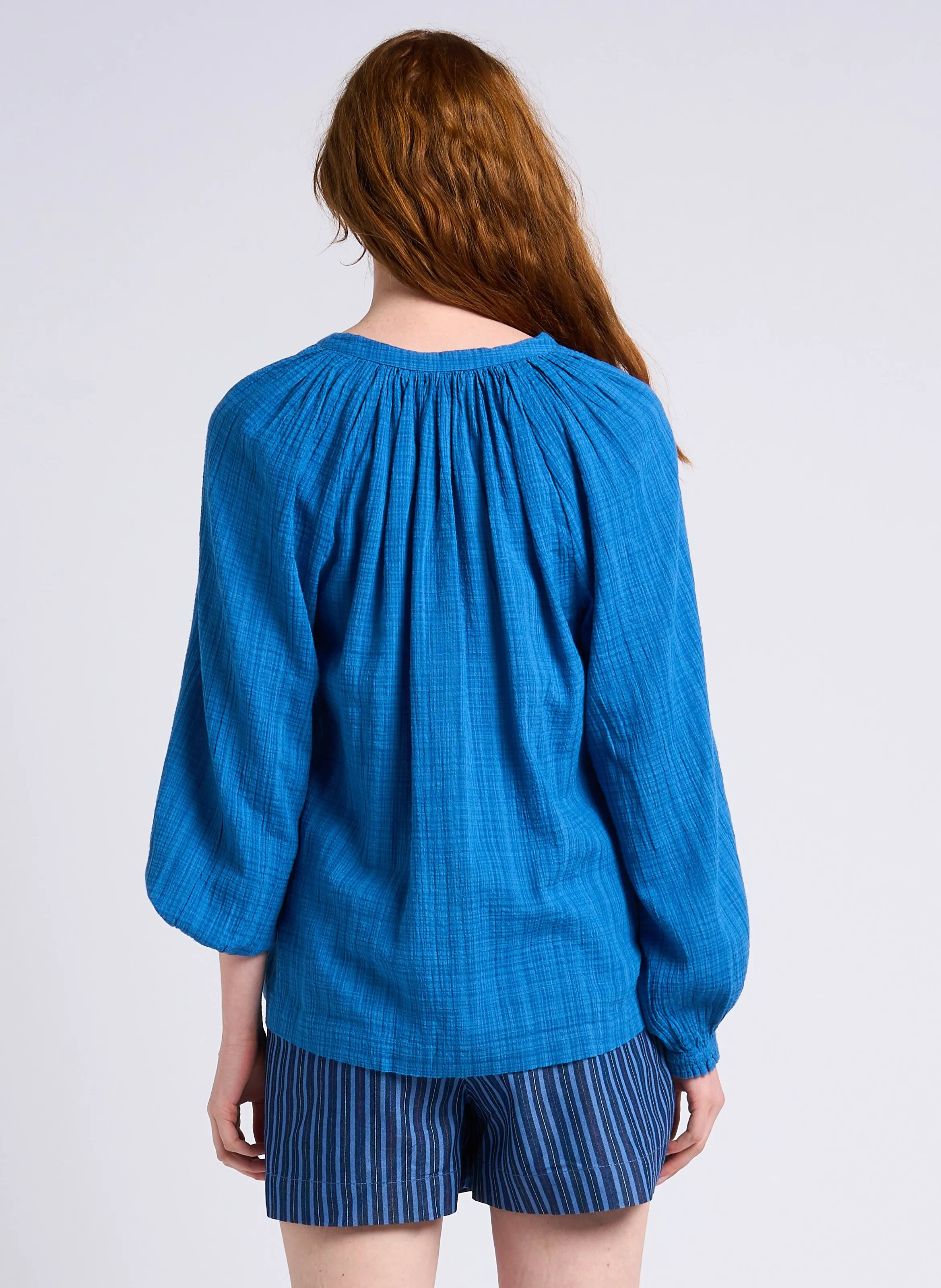 STELLA FOREST OPHELIA  CAMISA HOLGADA DE MEZCLA DE ALGODóN A CUADROS EN AZUL