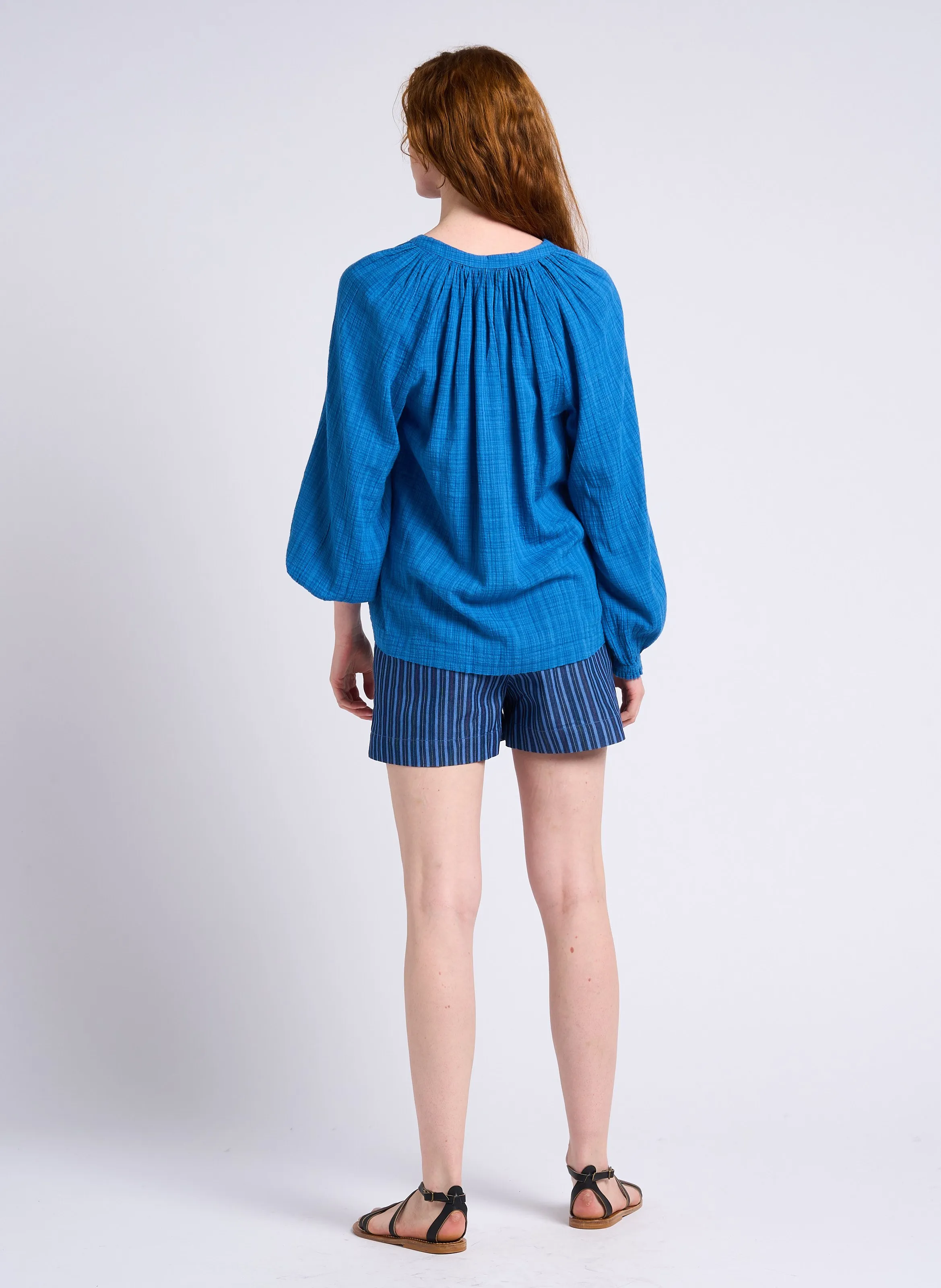 STELLA FOREST OPHELIA  CAMISA HOLGADA DE MEZCLA DE ALGODóN A CUADROS EN AZUL