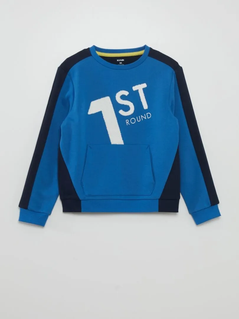 SUDADERA BICOLOR CON BOLSILLO DE CANGURO  AZUL