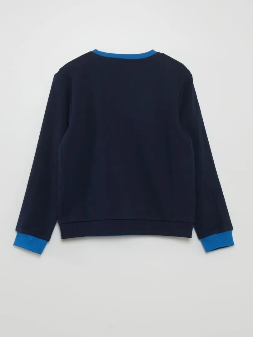 SUDADERA BICOLOR CON BOLSILLO DE CANGURO  AZUL