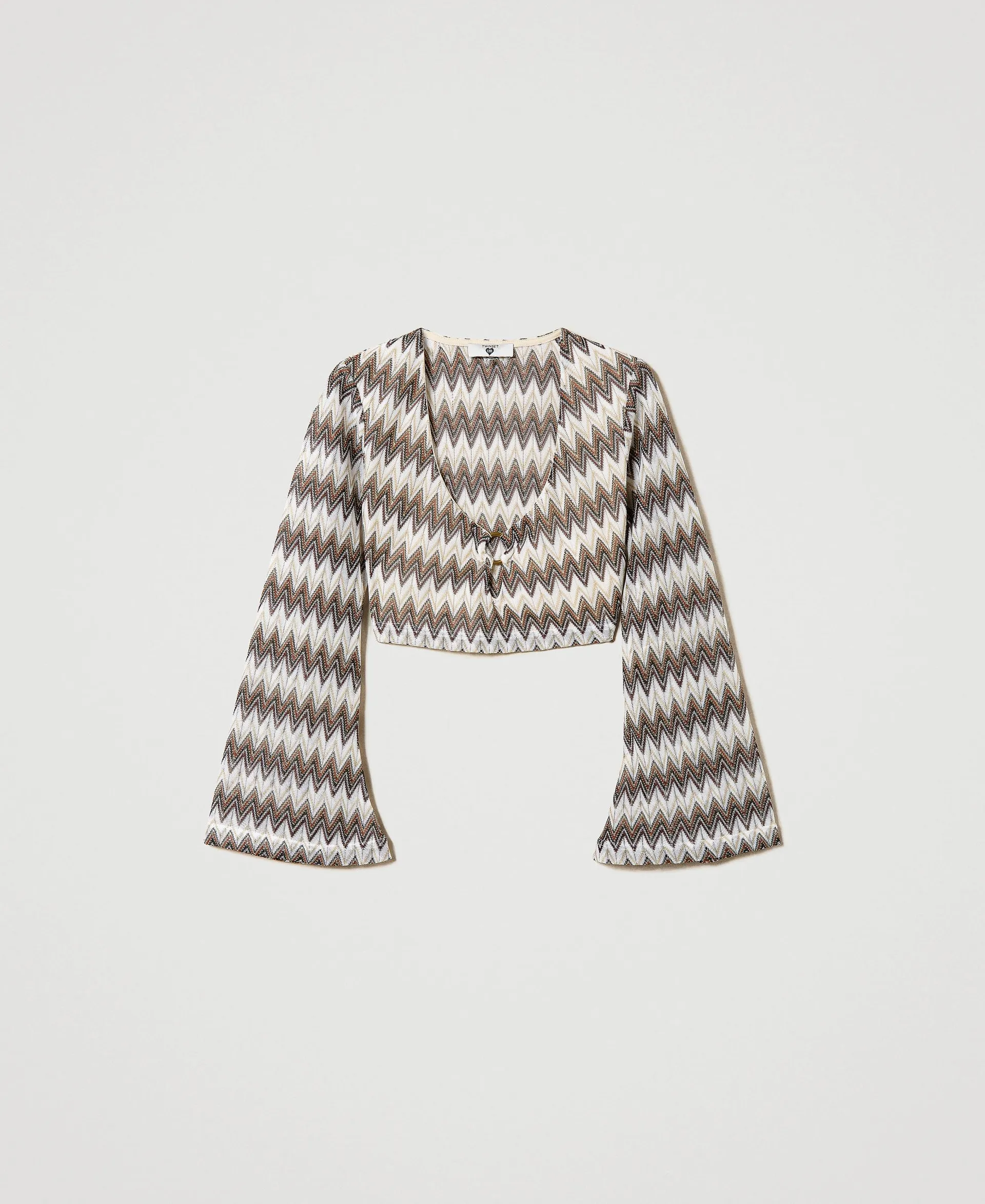 Top jacquard recortado