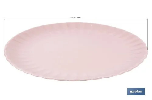 Vajilla de porcelana esmaltada en color rosa nude con diseño en relieve | Set de 16 piezas | Apta para lavavajillas, microondas 
