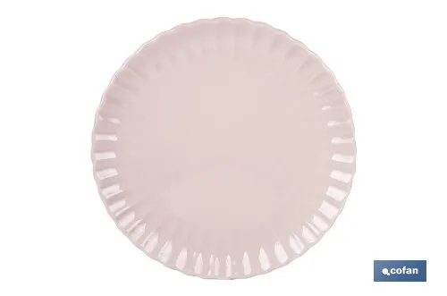 Vajilla de porcelana esmaltada en color rosa nude con diseño en relieve | Set de 16 piezas | Apta para lavavajillas, microondas 