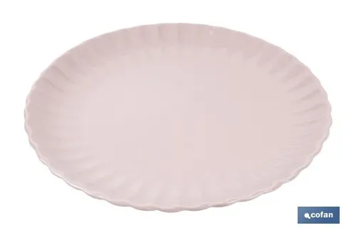 Vajilla de porcelana esmaltada en color rosa nude con diseño en relieve | Set de 16 piezas | Apta para lavavajillas, microondas 