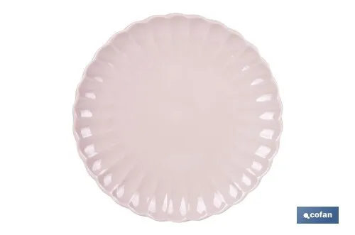 Vajilla de porcelana esmaltada en color rosa nude con diseño en relieve | Set de 16 piezas | Apta para lavavajillas, microondas 