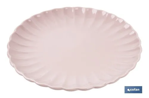 Vajilla de porcelana esmaltada en color rosa nude con diseño en relieve | Set de 16 piezas | Apta para lavavajillas, microondas 