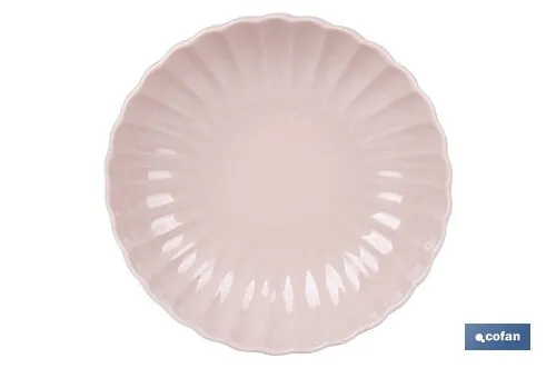 Vajilla de porcelana esmaltada en color rosa nude con diseño en relieve | Set de 16 piezas | Apta para lavavajillas, microondas 